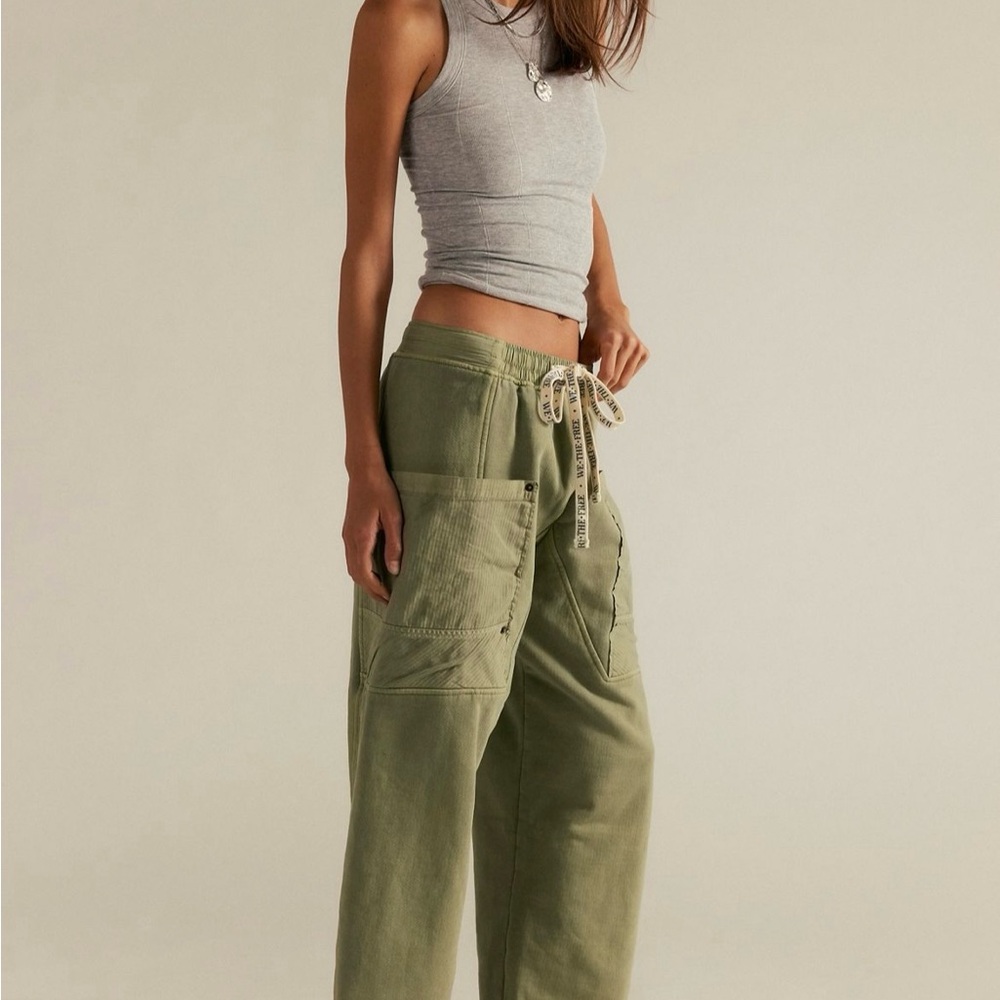 Free People Olive Green Relaxed Joggers